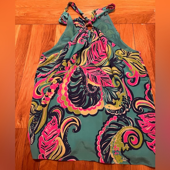 RARE Lilly Pulitzer Halter Top in Iona Shell Sea Blue Private Island - Picture 3 of 5